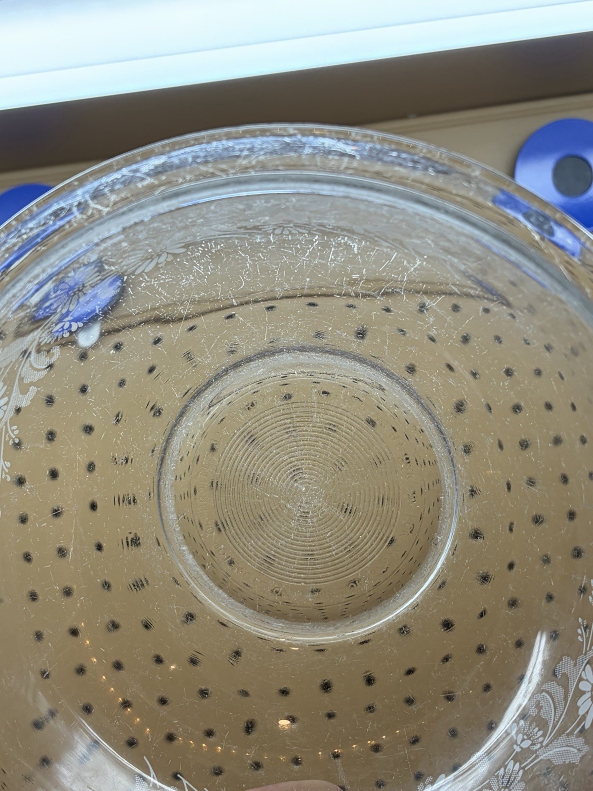 3- Pyrex Clear Colonial Mist White Lace Nesting Mixing Bowl Set 322 (2X) 323 (1)