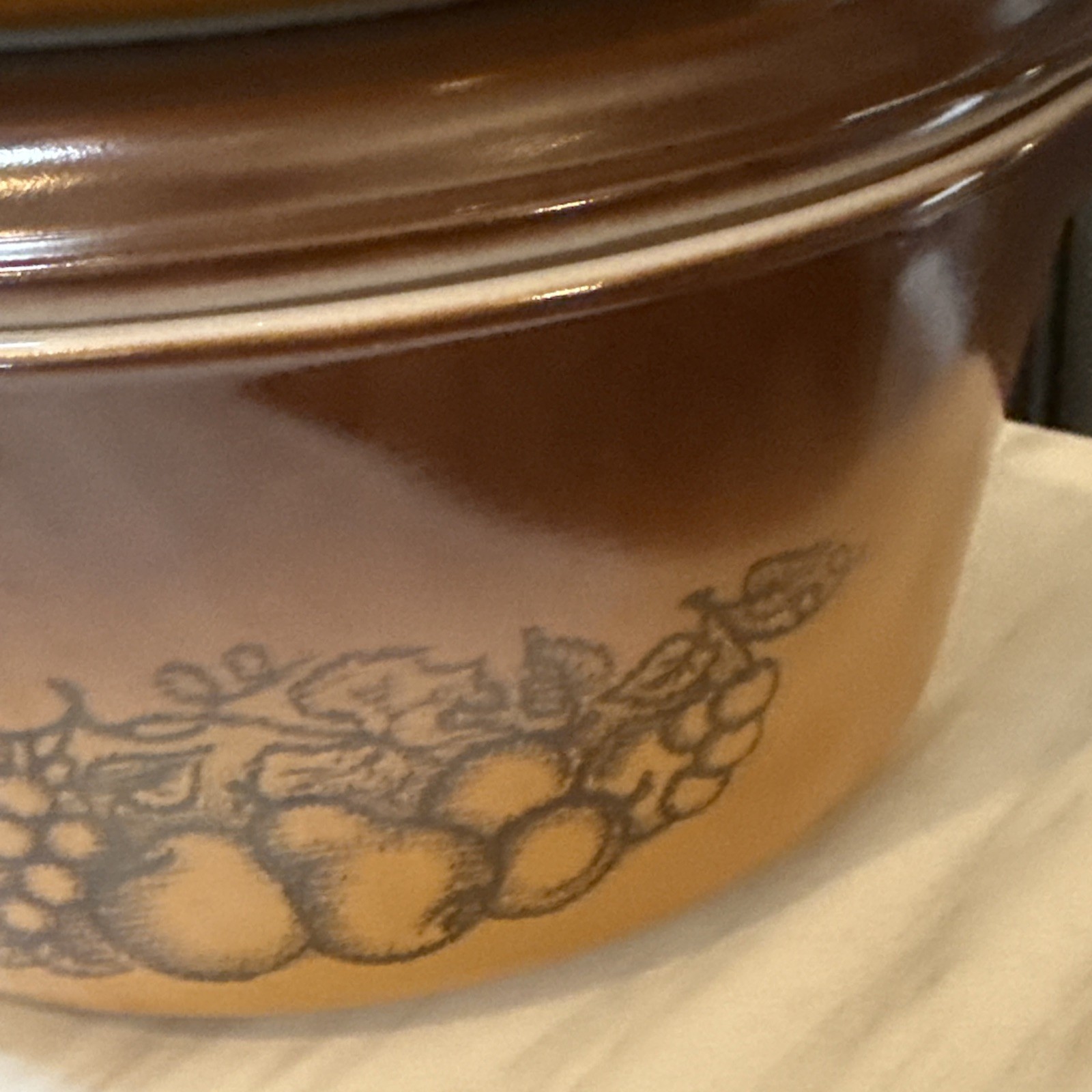 Lot of 3 Vintage Pyrex Old Orchard Brown Casserole Set with Lids 473, 474 475