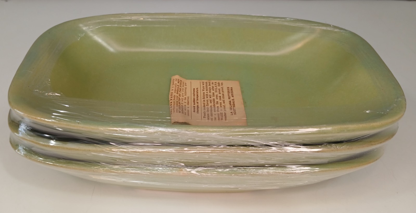 La Solana Small 9.25 Inch Rectangular Serving Dishes Platters Set Of 3 Green NOS