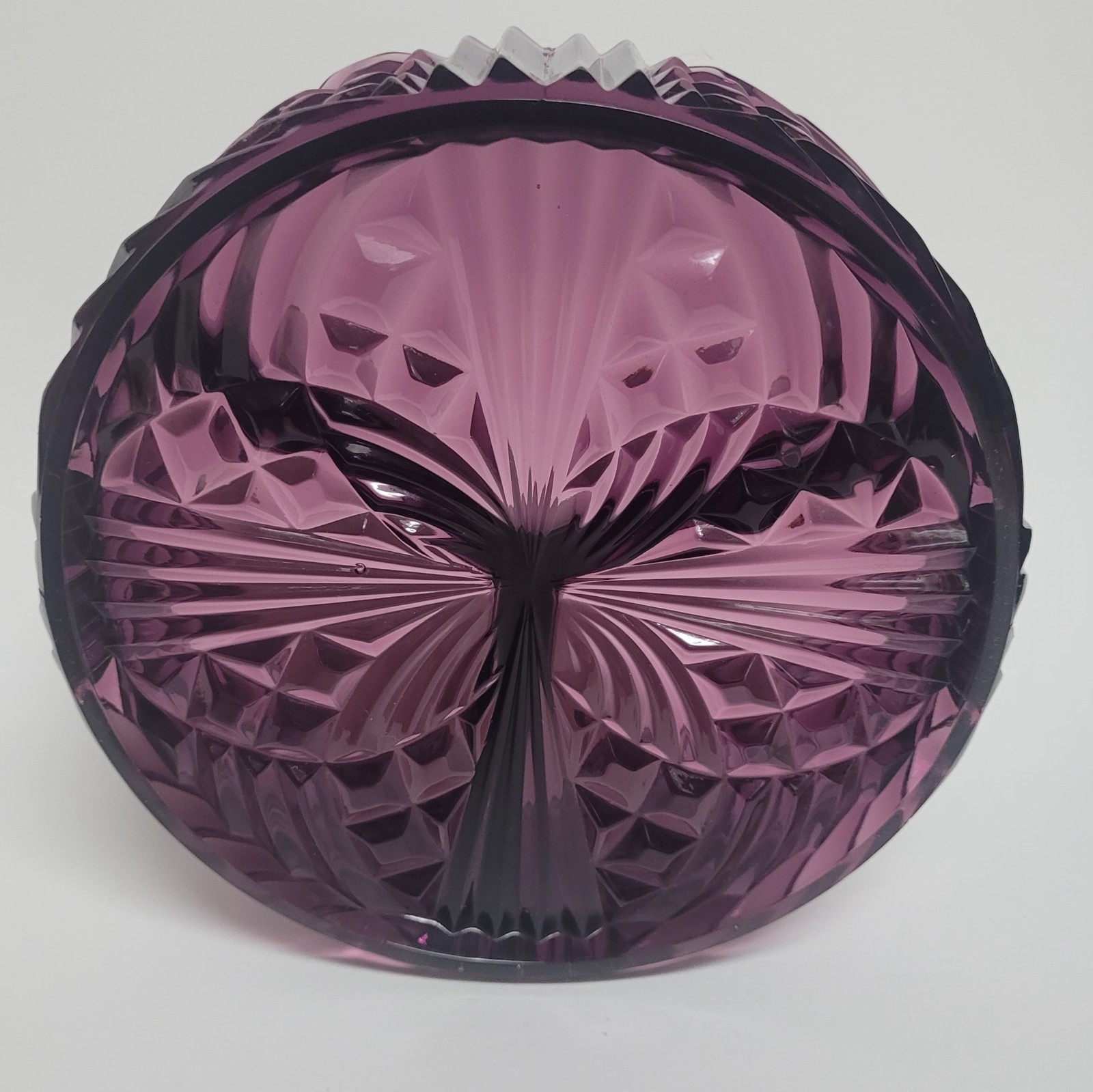 Vintage Viking Glass Amethyst Purple Divided Lidded Dish MCM Art Deco Style rare