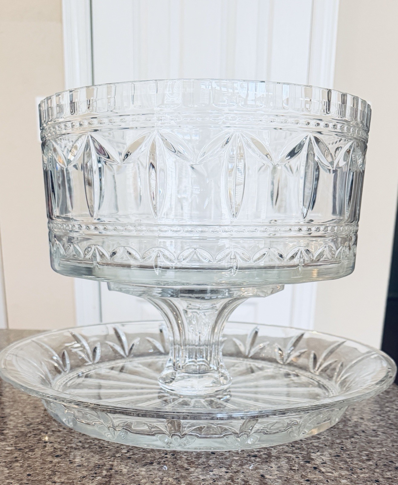 NEW Marquis Waterford Crystal 3 in 1 Cake Plate Stand Dome Lid Punch Bowl w/Tag