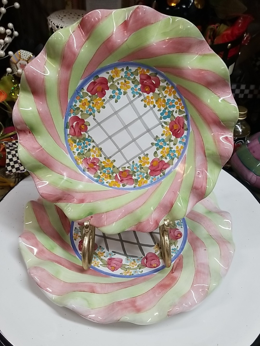 MacKenzie Childs Taylor Glen Park Dessert Salad Plate 9” Fluted- New 2011