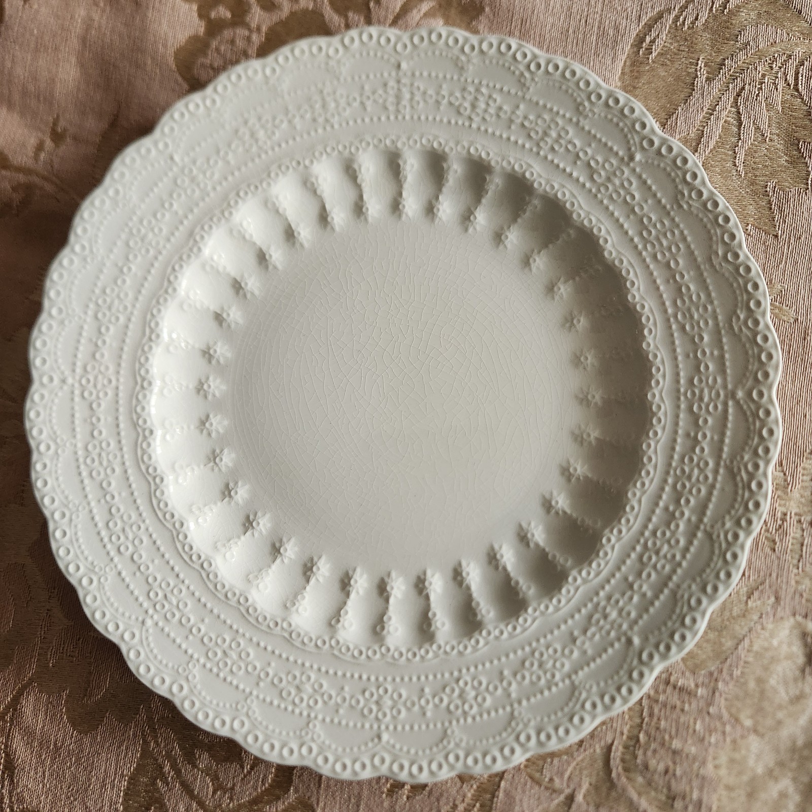 Spode Jewel Copeland Lace Print 8 inch Salad Dessert Plate Ivory White England