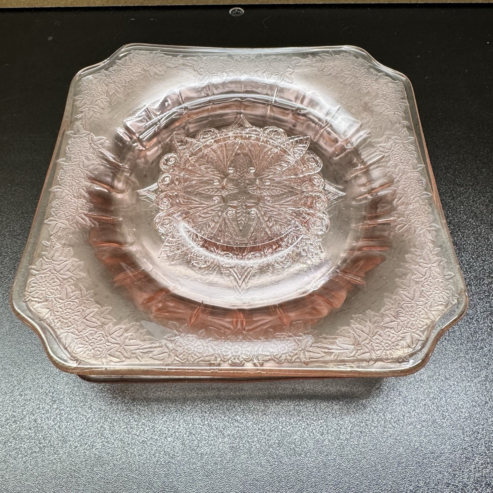 Jeannette Adam Pink Depression Glass Square 6” Plates Lot Of 4 1930s