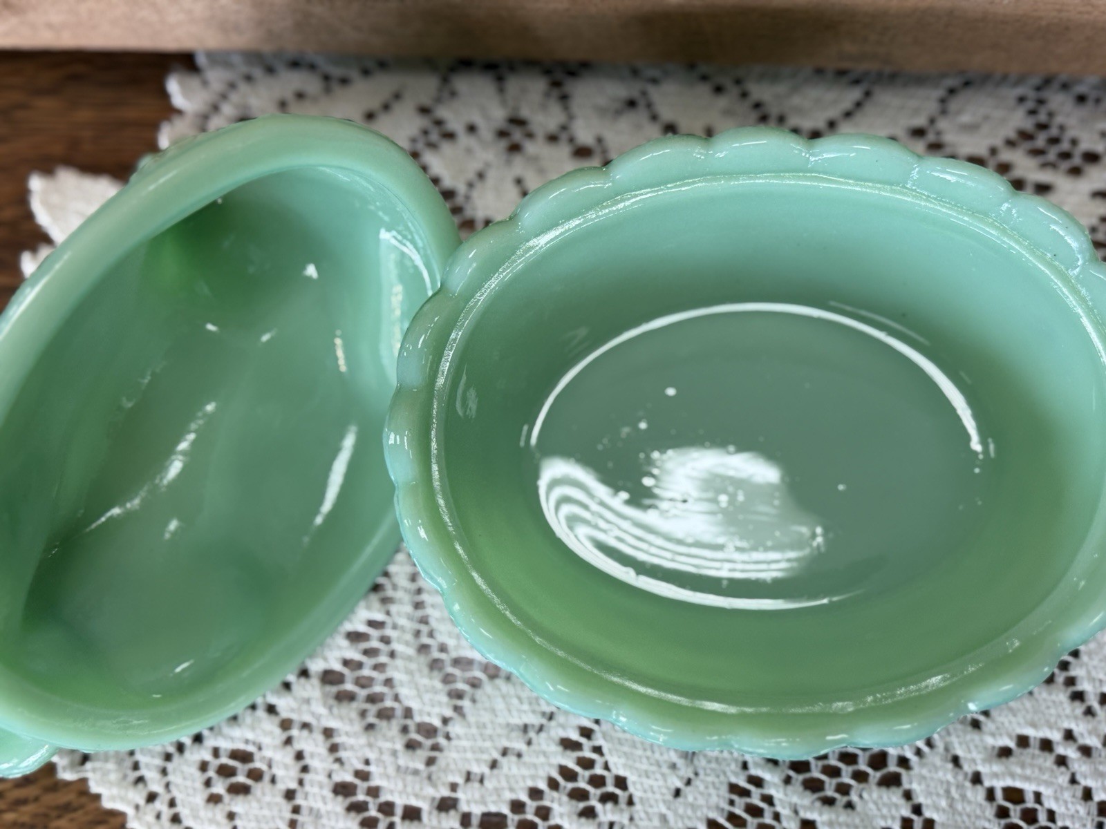 Hen on Nest, 6″ Jadeite Glass Covered Dish – Vintage style, New