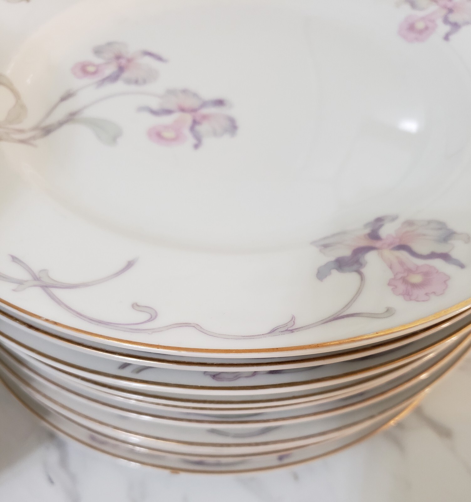 Orchid Iris by Bohemia Ceramics dinner plates ! EUC ! BAVERIA Czechoslovakia