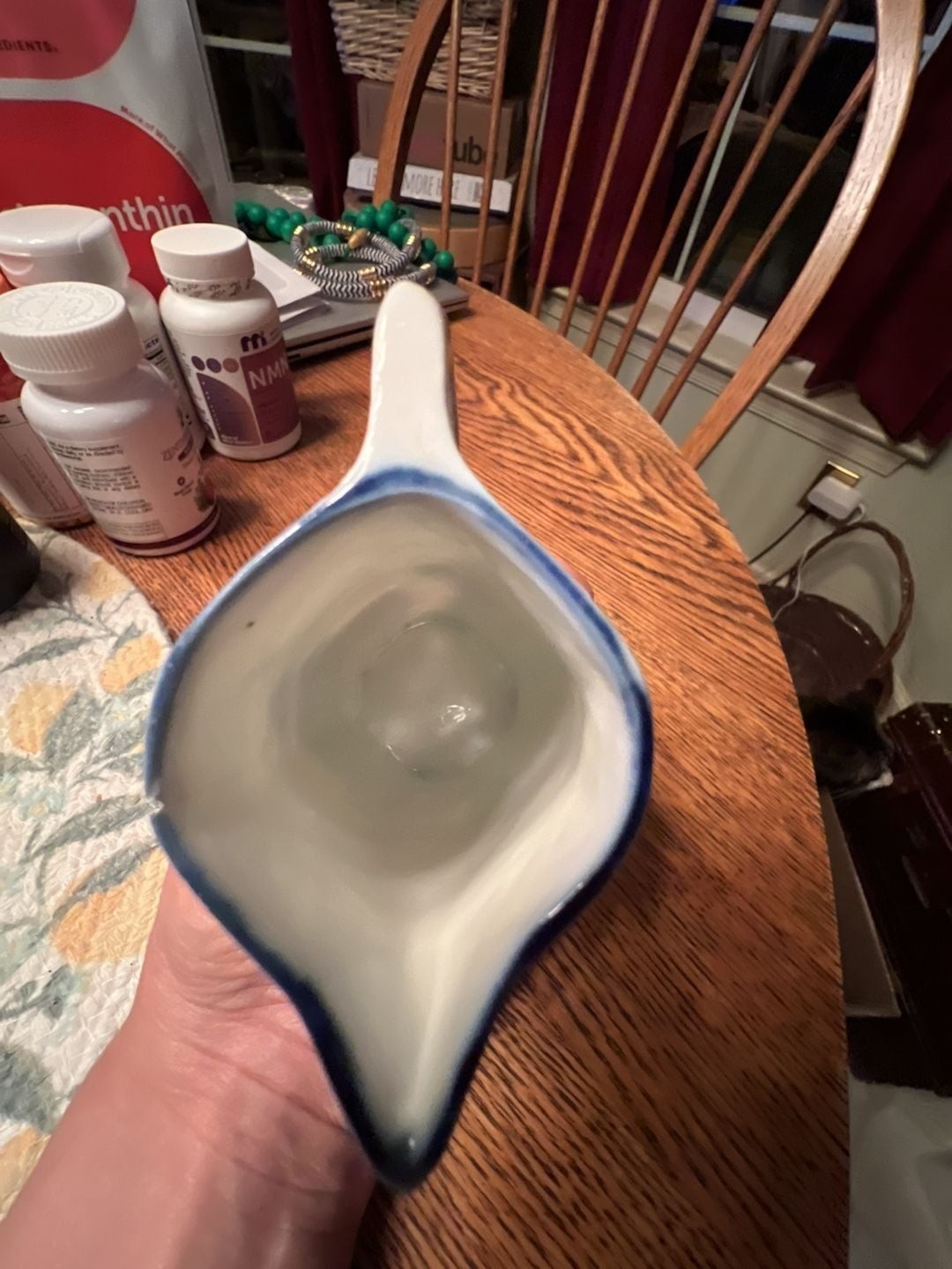 Vintage Blue and White Porcelain Creamer Pitcher