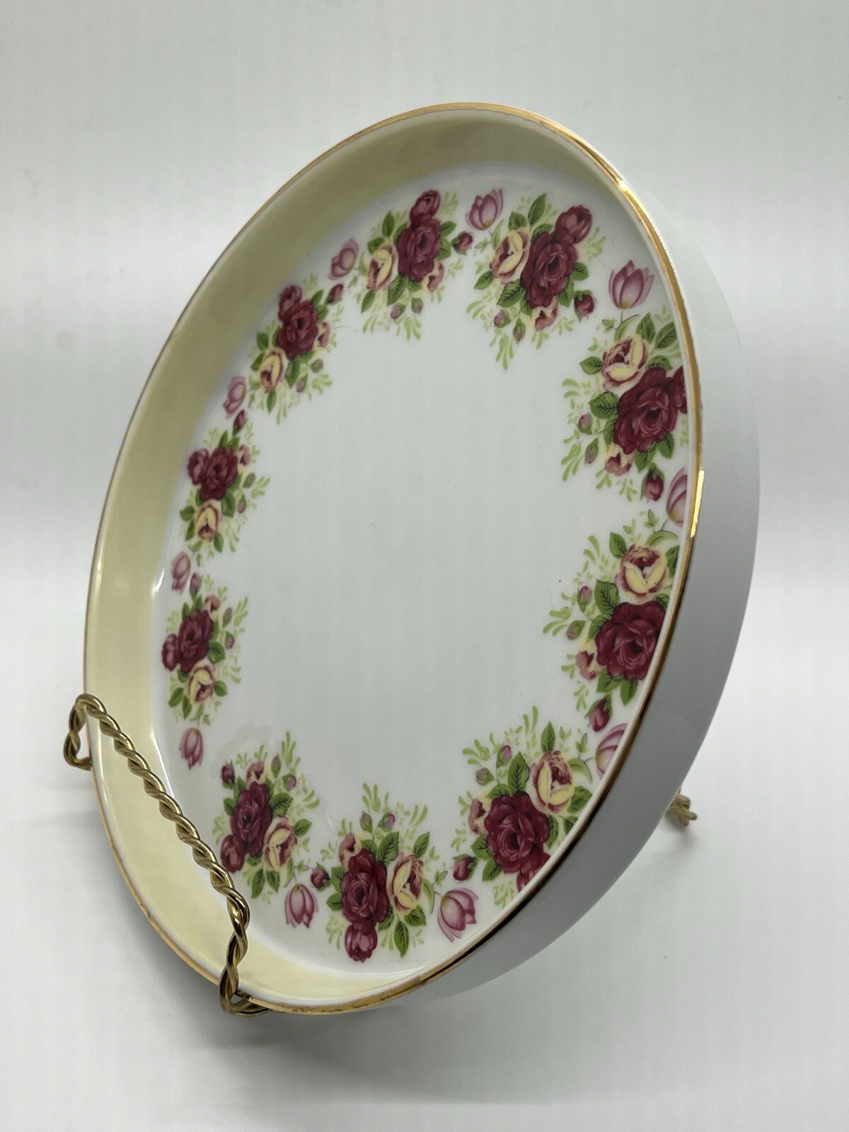 Bombay Decorative Plate Dish Pink Rose Border Bridgerton Style