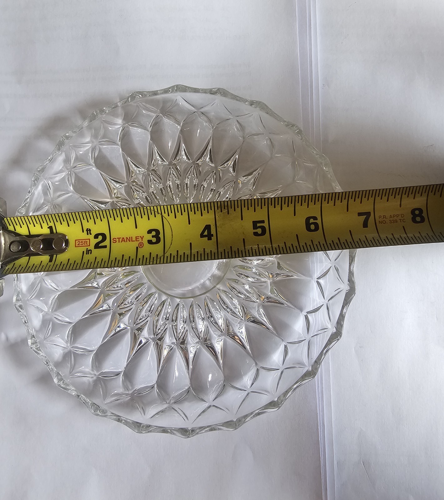 Clear Cut Glass Round Decorative Dish, 8 in Diameter, Single Compartment