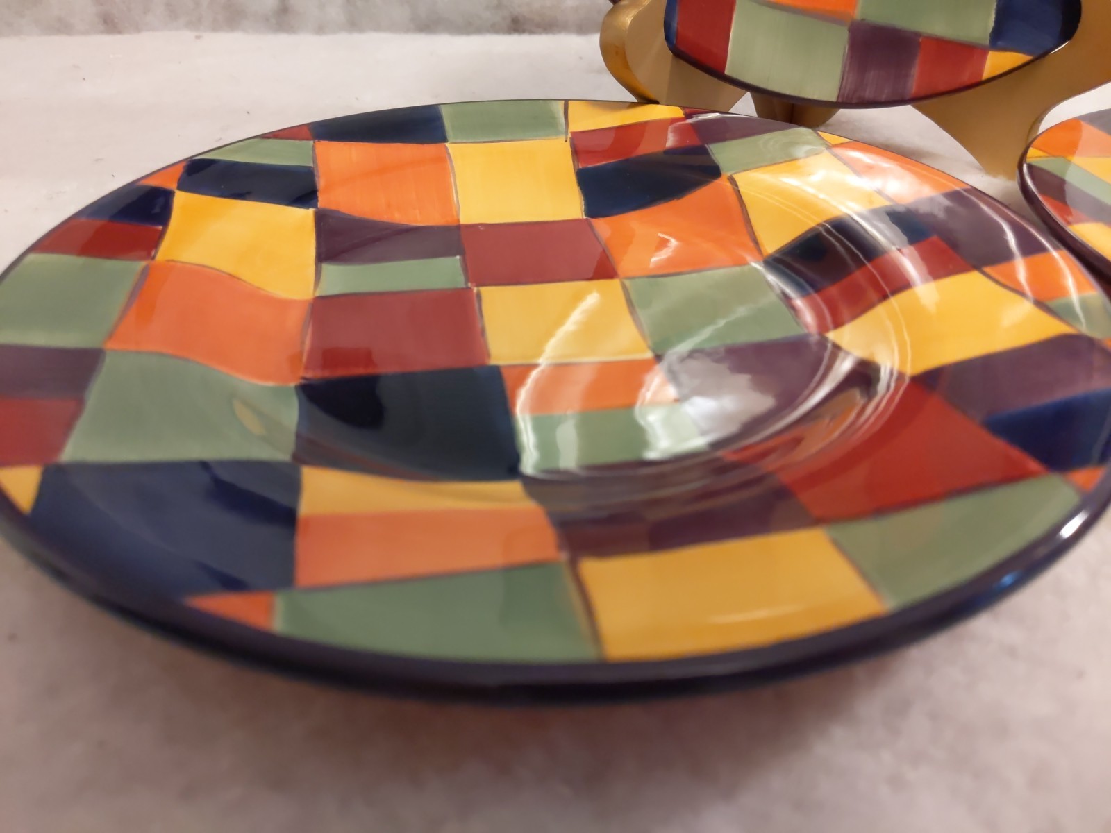 Caracas by Tabletops Unlimited Salad Plate 1 Pc Plaid 8 3/4 Inches EUC