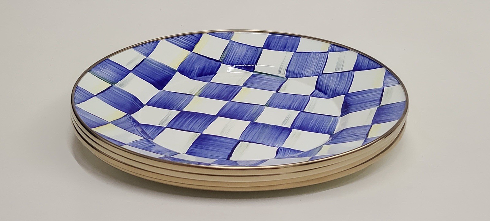 Mackenzie Childs Royal Check Dinner Plate Set Of 4
