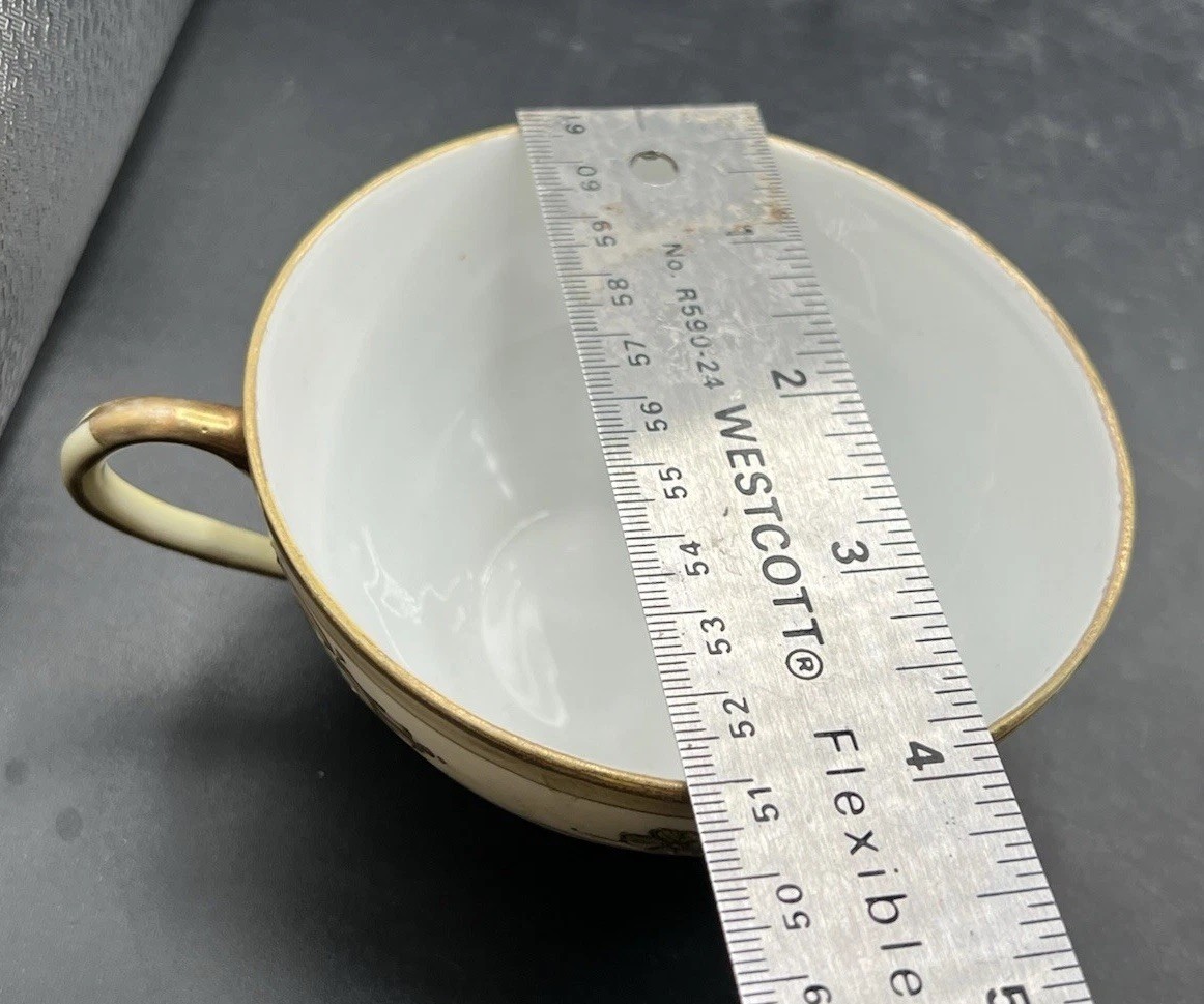 Nippon Morimura Teacup & Saucer Hand Painted Gold Design Vintage