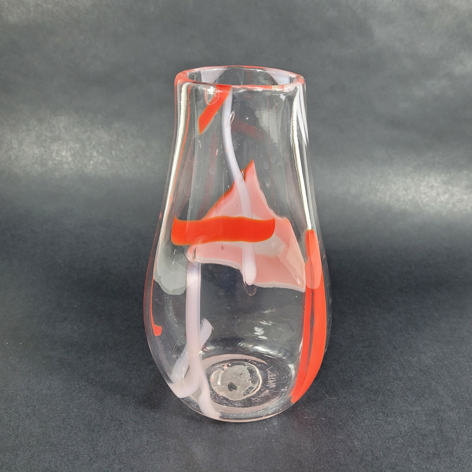 BRANDON MCCLELLAN Studio Art Glass Artist Signed Abstract Red and white 2009