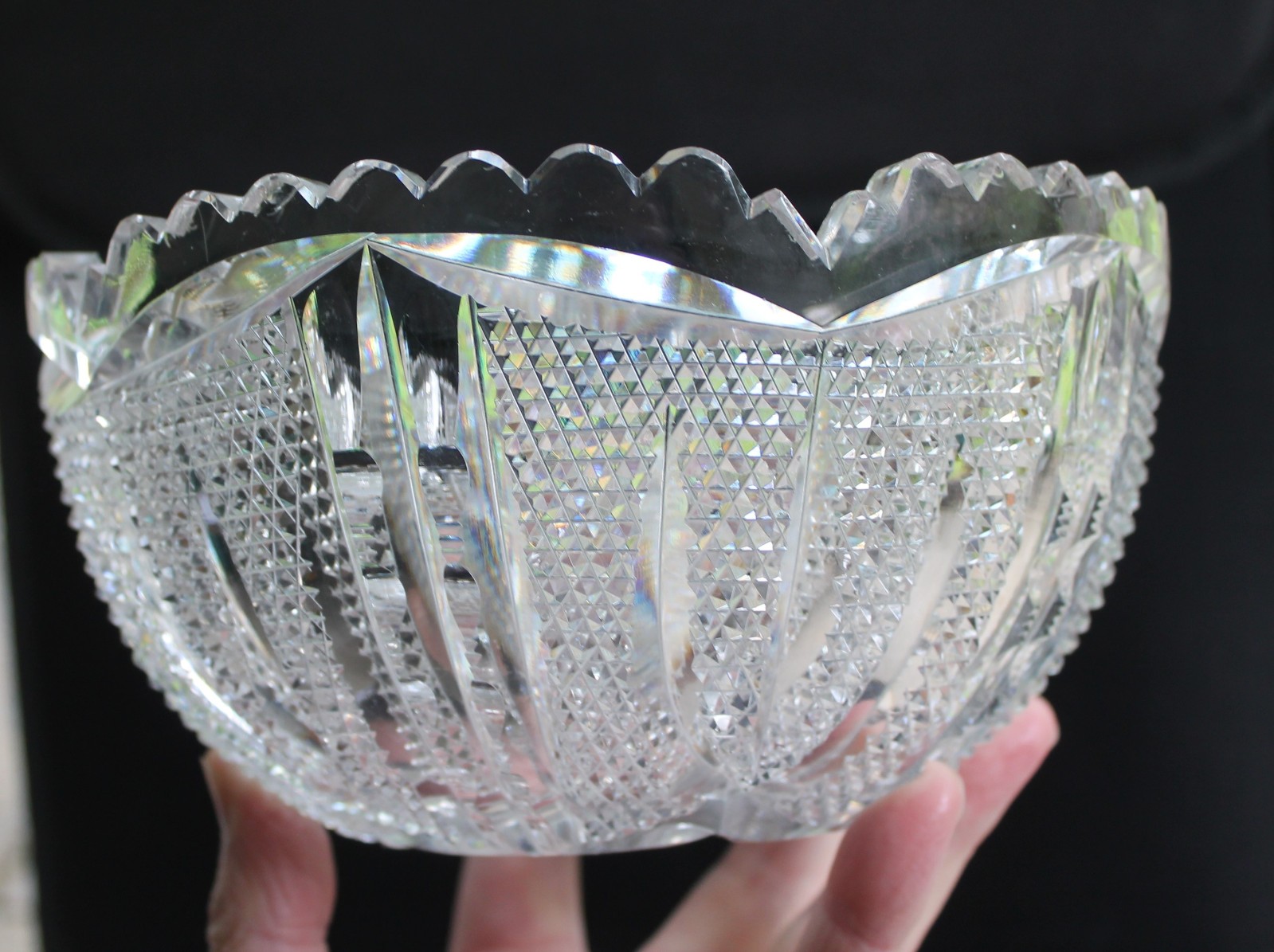 American Brilliant Signed Libbey No. 496 Cut Glass Bowl in “Victor” c. 1905-1910