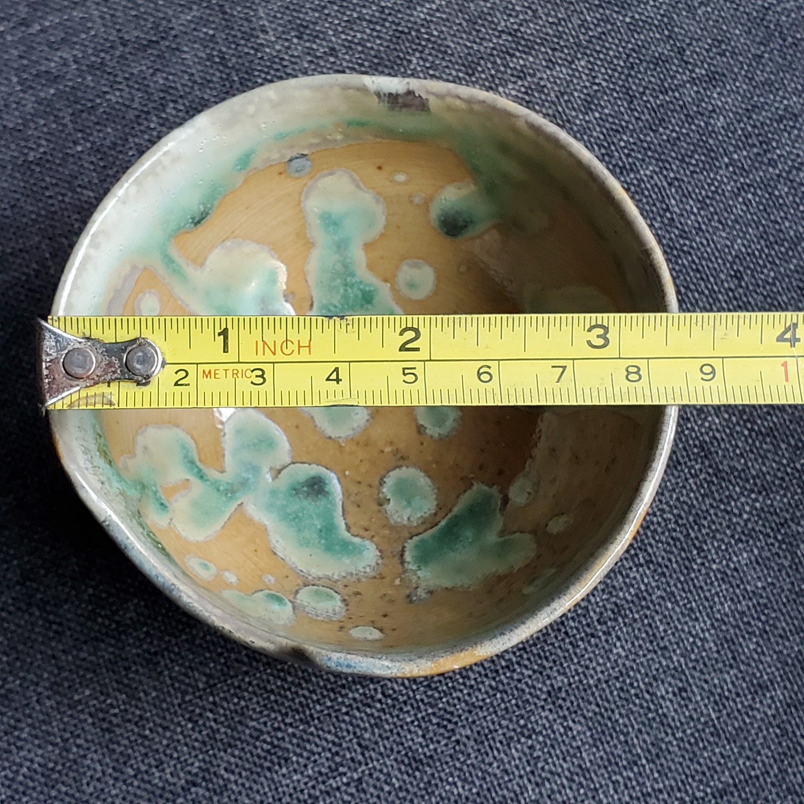 Studio Pottery Green Drip Glaze Small Contemporary Bowl