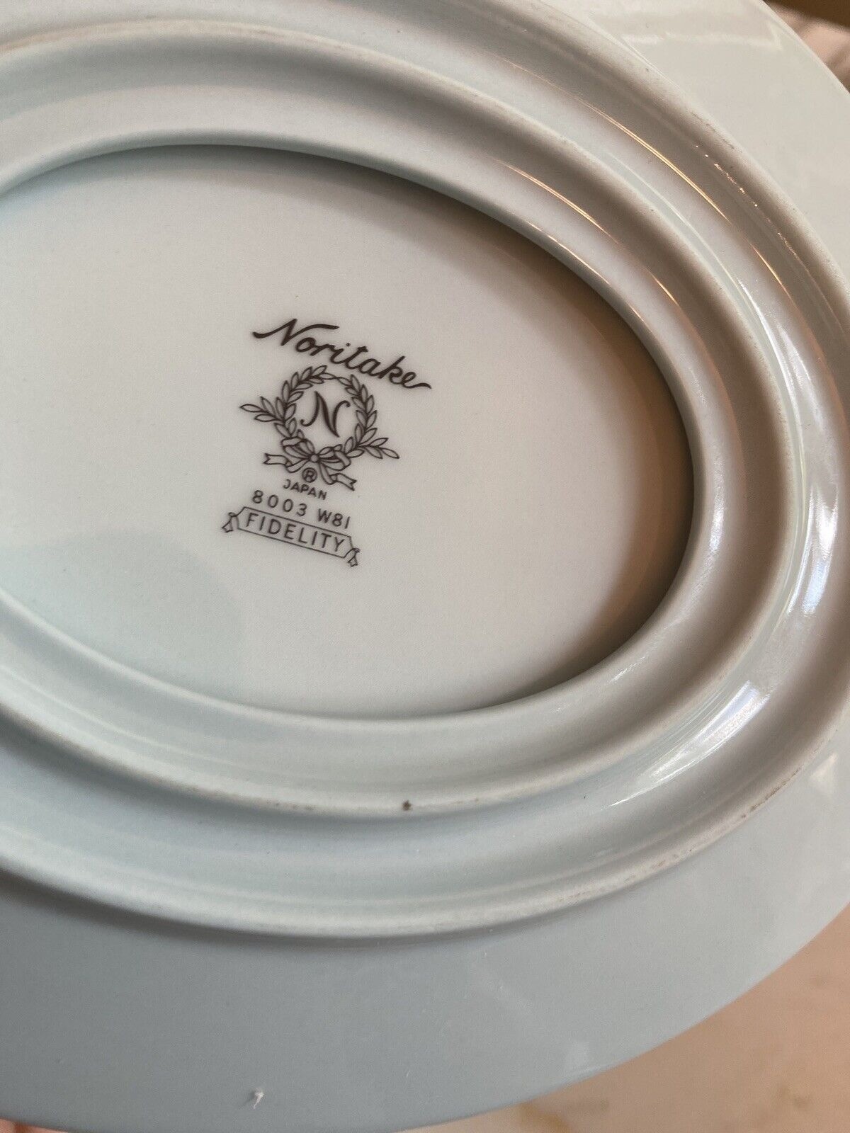 Noritake Fidelity 8003 WBI Soup Bowl & Saucer Set Floral Embossed White Band Blu