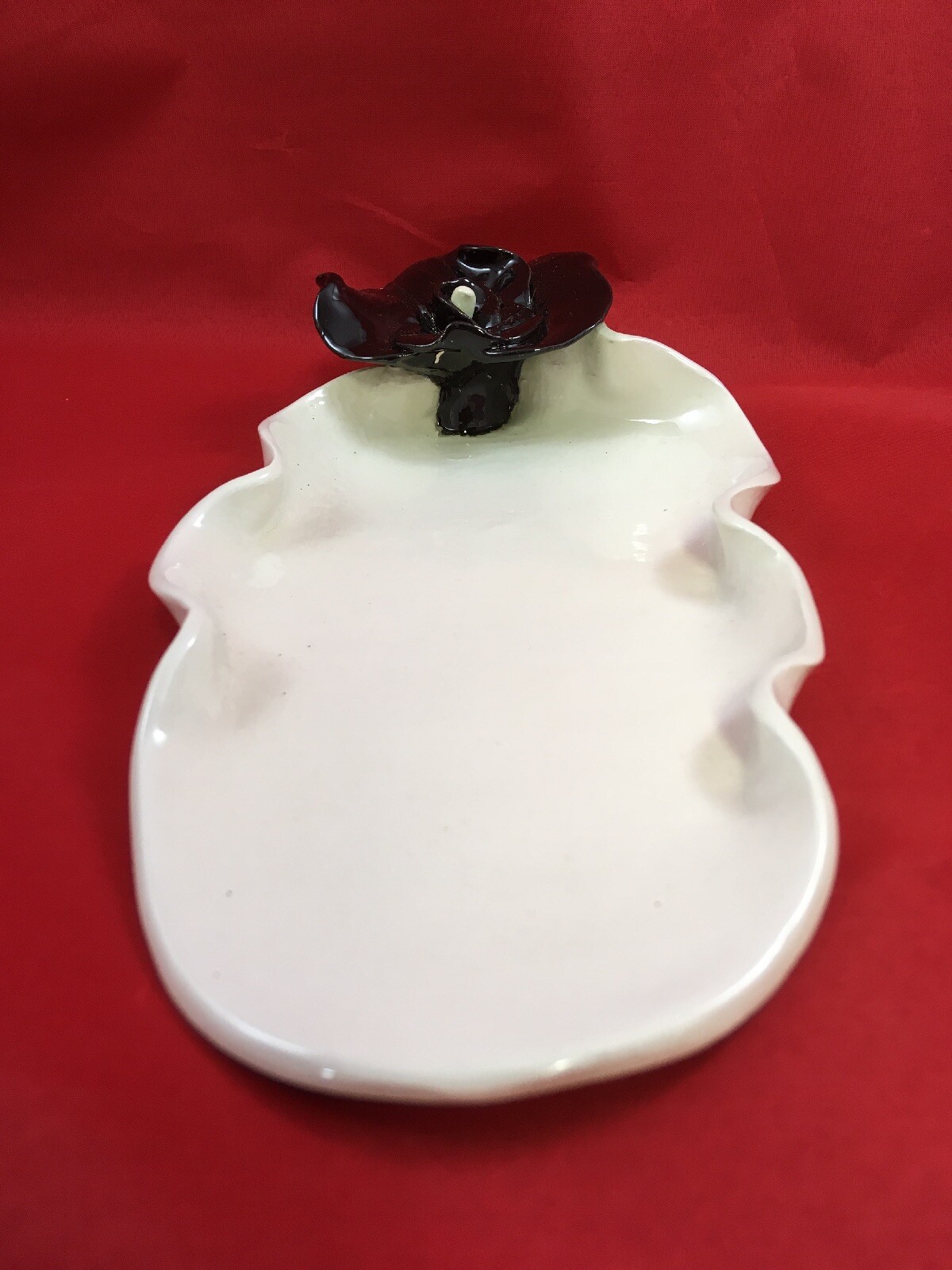 Lois Gottlieb Signed Black Rose Decorative Bowl Trinket Dish Home Decor