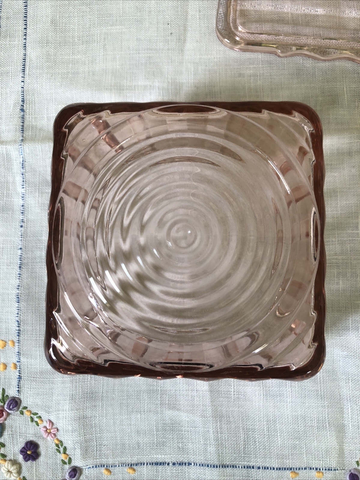 Vintage Jeannette Glass Jenny Ware Pink Depression Glass Refrigerator Dish With