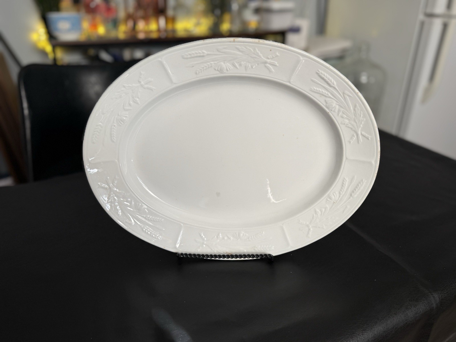 Antique 1862 Clementson Ironstone Turkey Platter 18″ Wheat Staffordshire