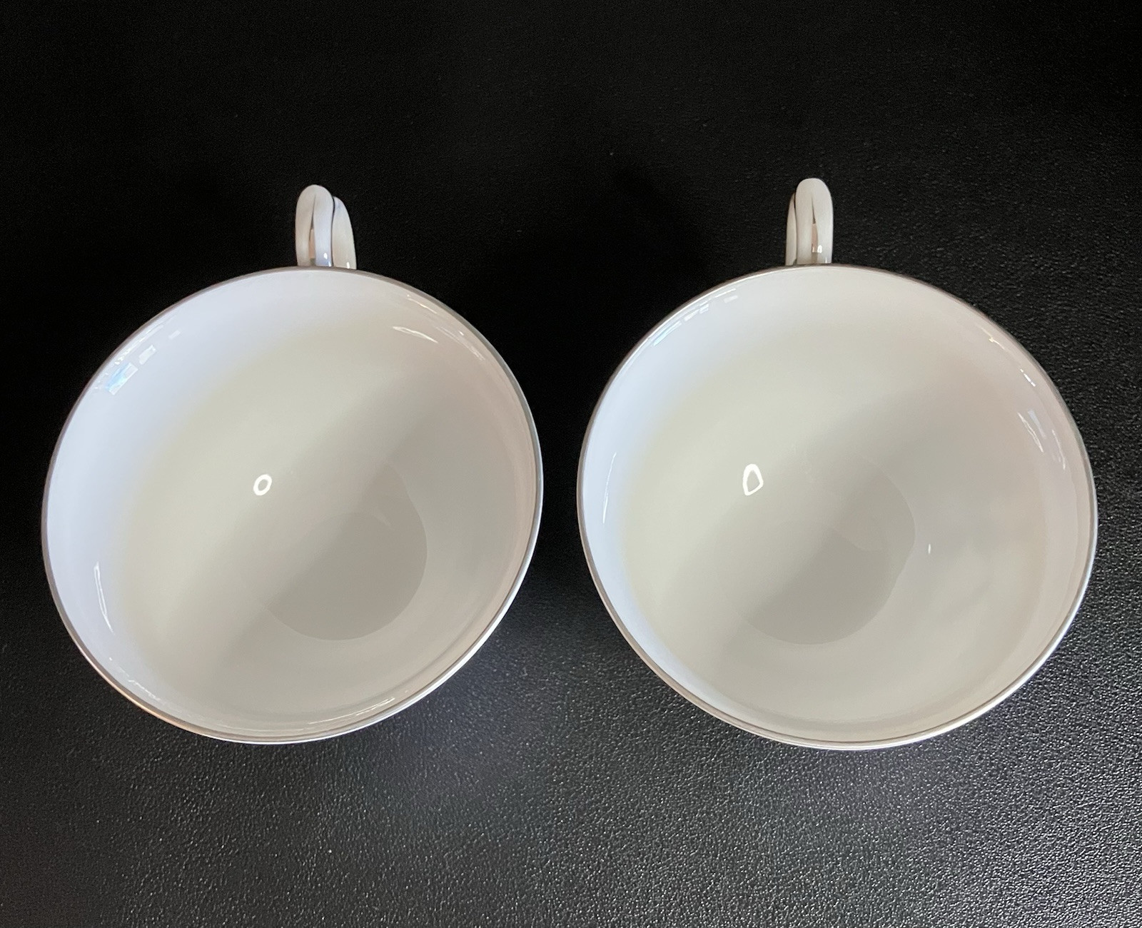 Yamaka Fine China, Nocturne Gray Rose, 2 sets of Cups & Saucers, Platinum Rim