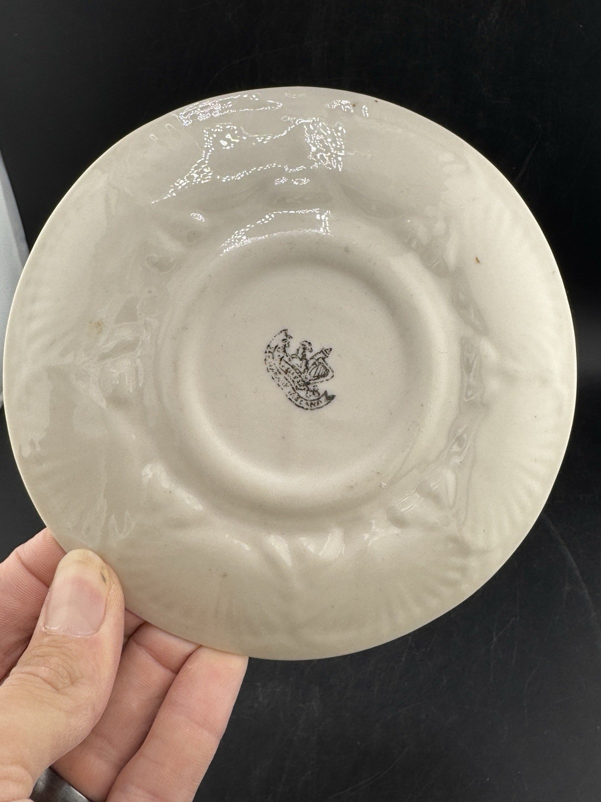 Belleek New Shell White Saucer 2nd Black Mark Excellent