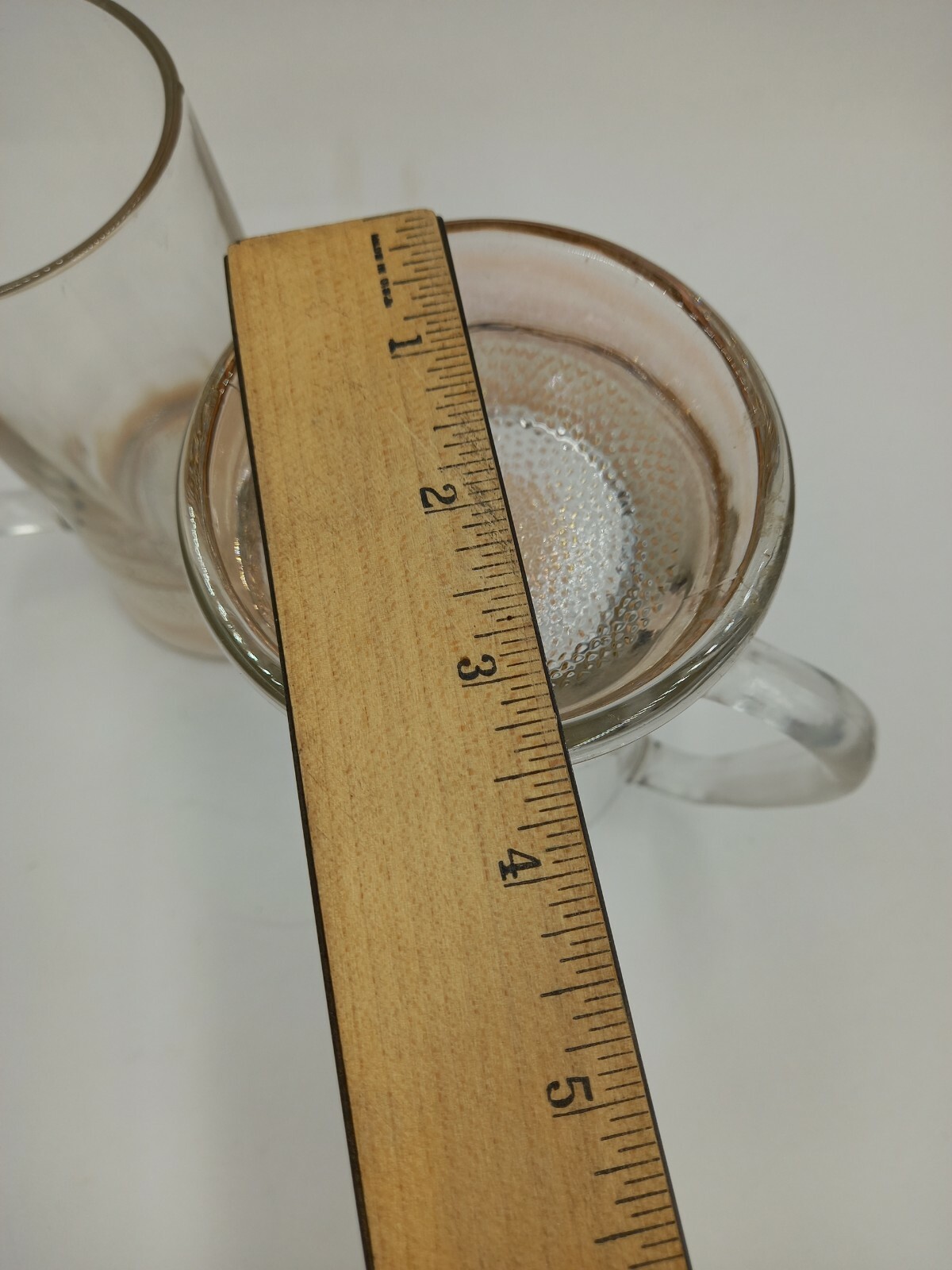 2 Glass Beer Mug Steins With Heavy Textured Bottom 6.25 in tall