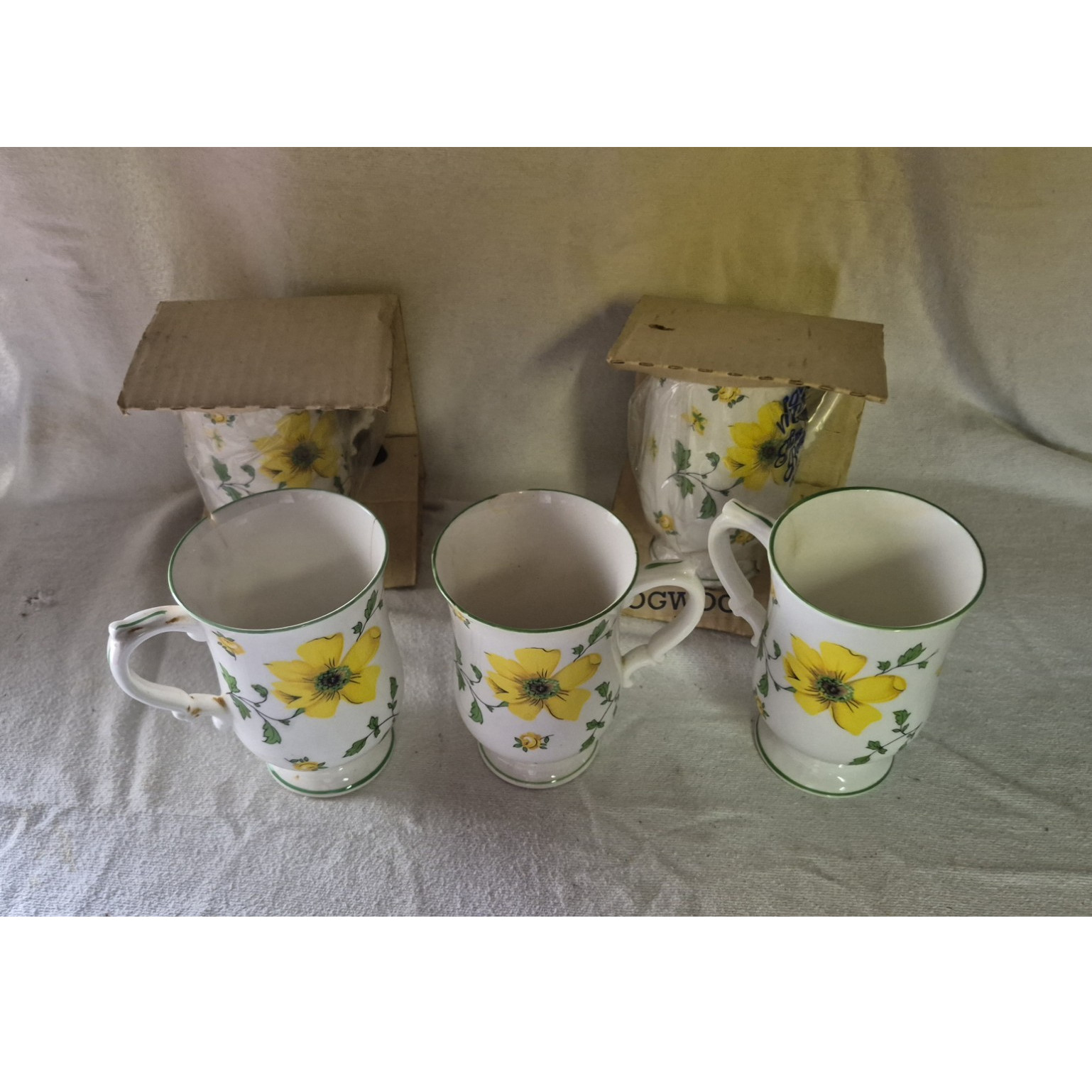 Royal Victoria Dogwood Bone China Mugs Four-Piece Set Round Glossy Floral