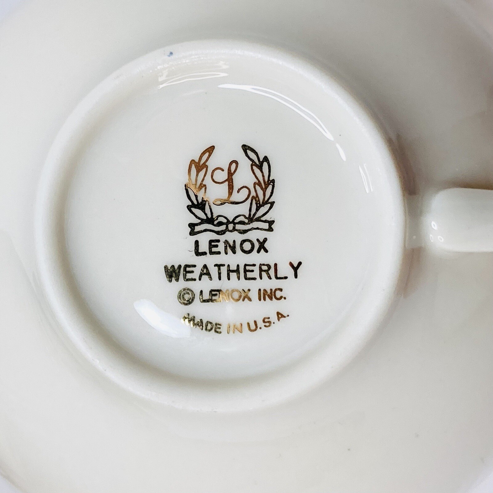 Lenox Weatherly Platinum Teacup Ivory White Silver Rim And Handle Made In USA