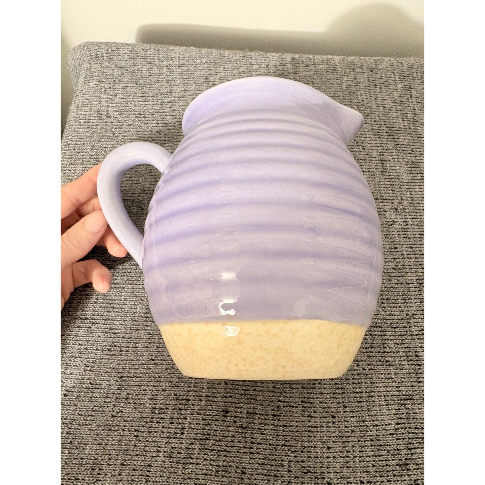 Dragonfly Ceramic Pitcher Purple Farmhouse Vase Home Decor