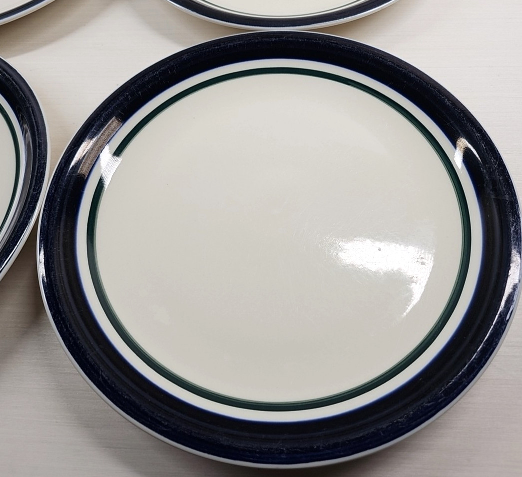 4 Tienshan Kitchen Basics Cobalt Green Dinner Plate Set Table Dining Dishes Lot