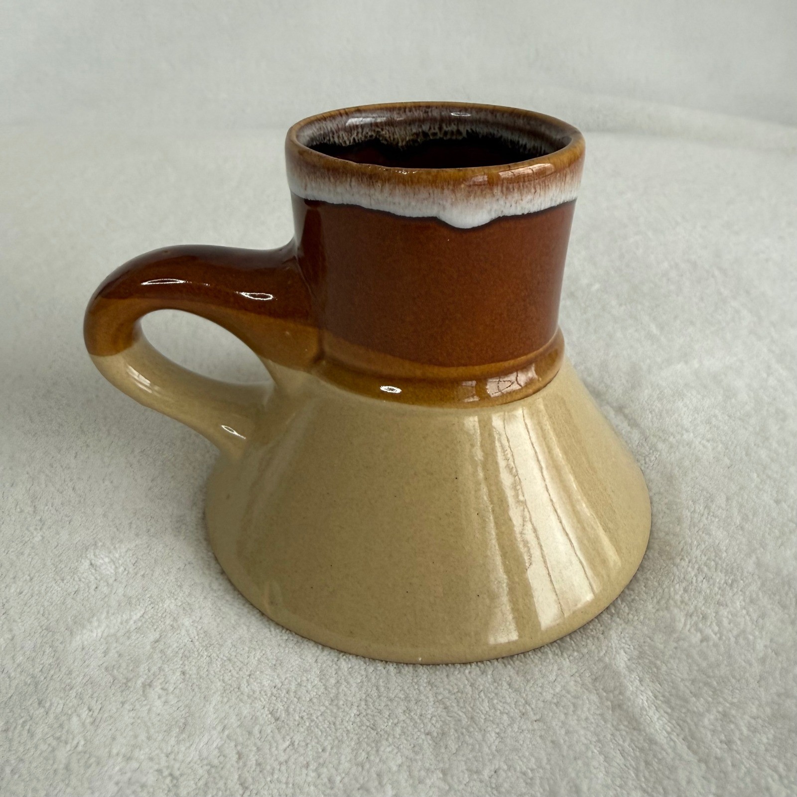 Vintage Brown Drip Glaze No Spill Travel Wide Bottom Ceramic Pottery Coffee Mug
