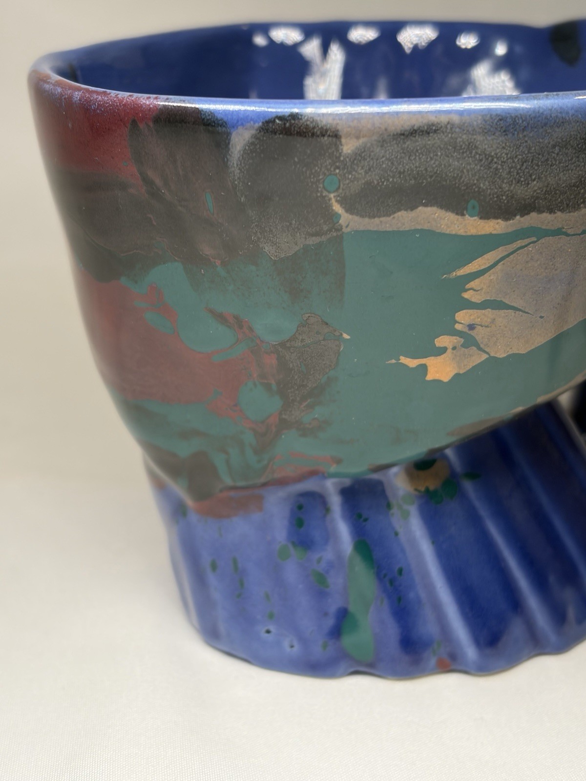 RARE CHARLES NALLE Studio Art Pottery Mug ABSTRACT Contemporary Splatter Multi