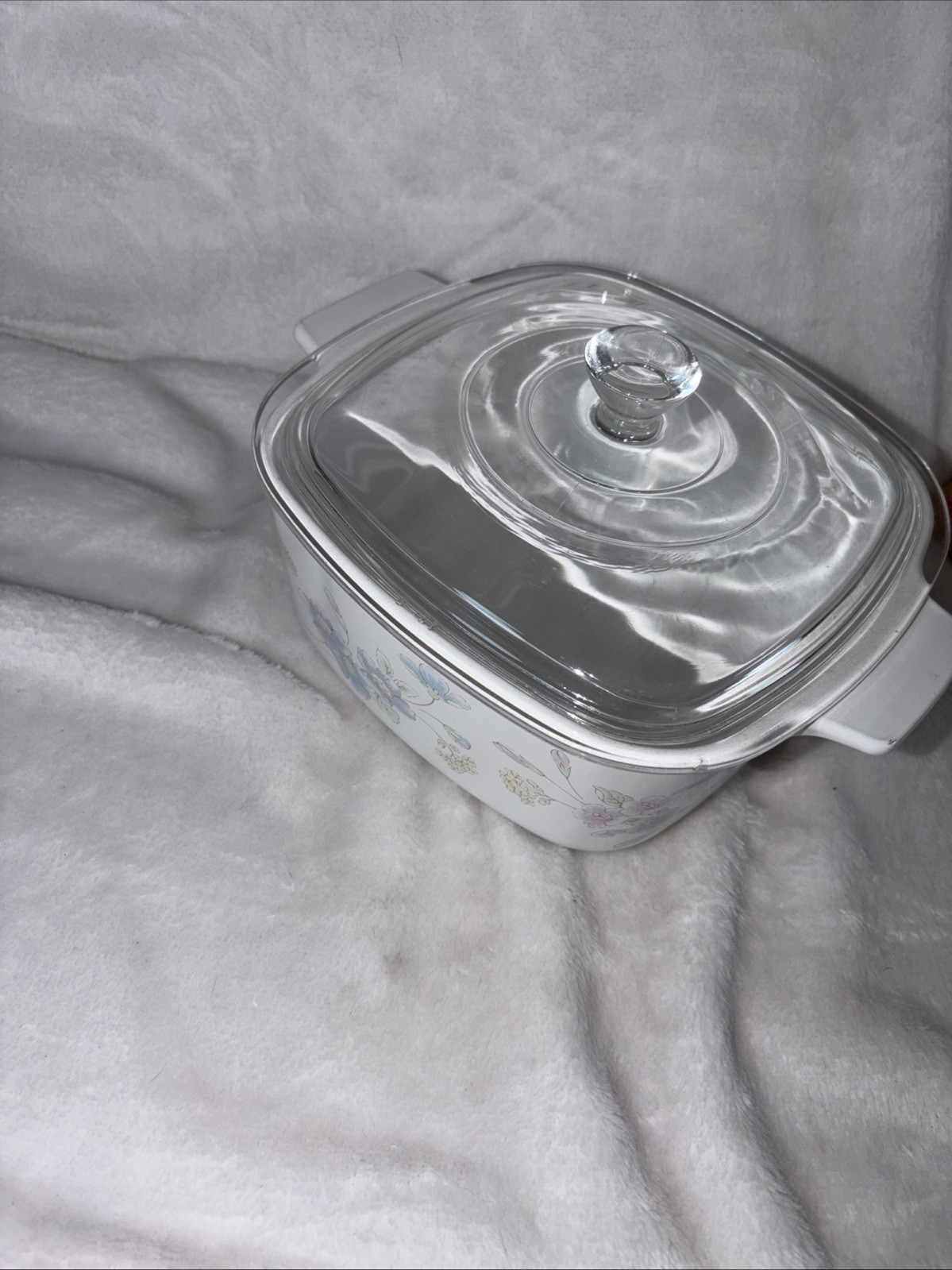 Vintage Corning Ware Pastel Bouquet Casserole Dish Pyrex Lid 1.5 Liter No Chips