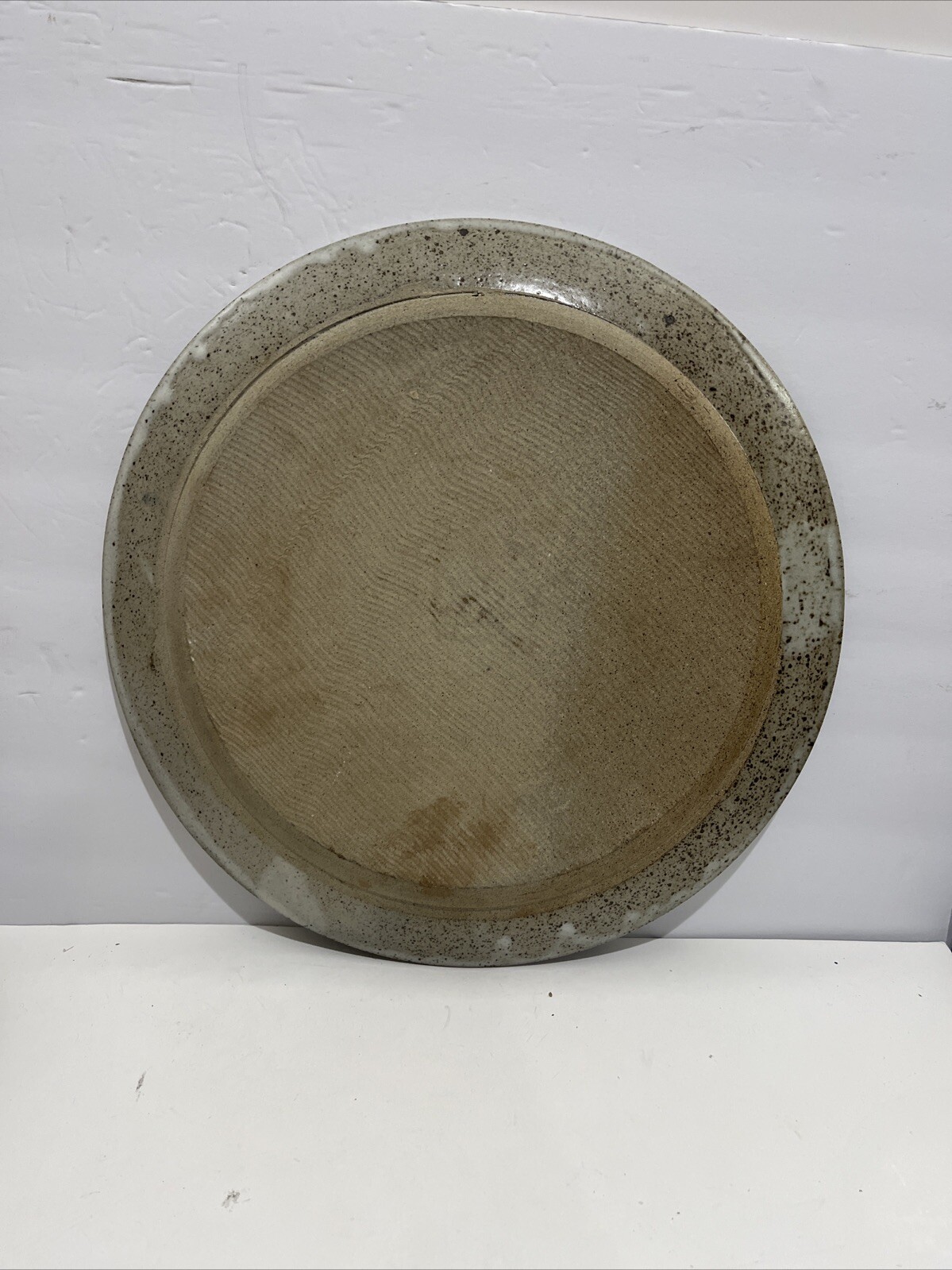 Vintage Studio Pottery UK Art Handmade Large Plate 15.5” Signed OH, HO