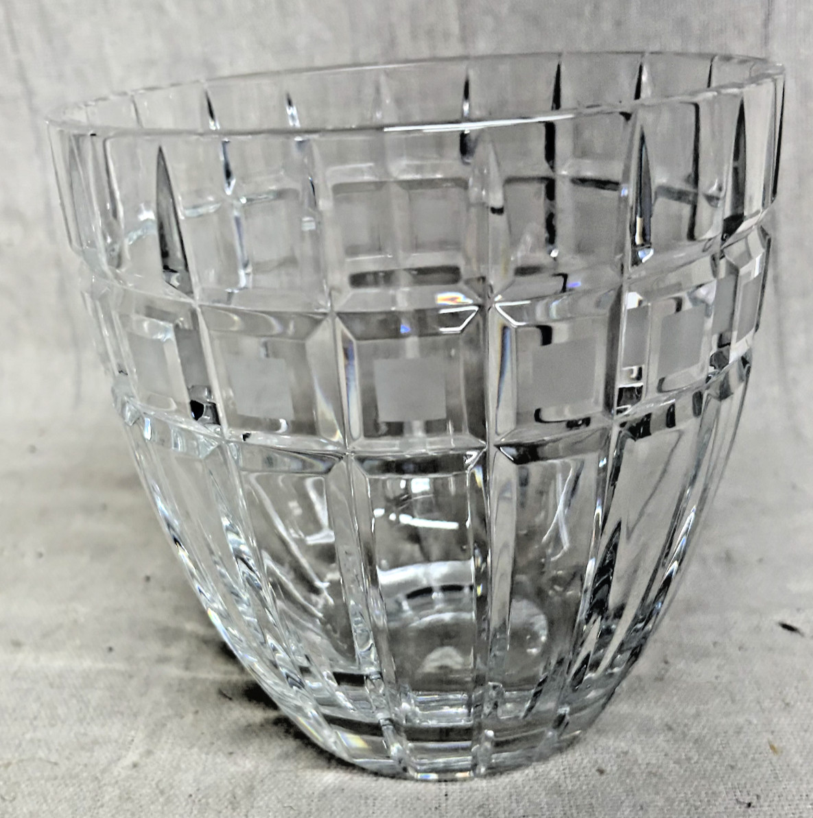Marquis By Waterford Vase Hand Cut Crystal Quadrata Frosted Raise Square 6 5/8″