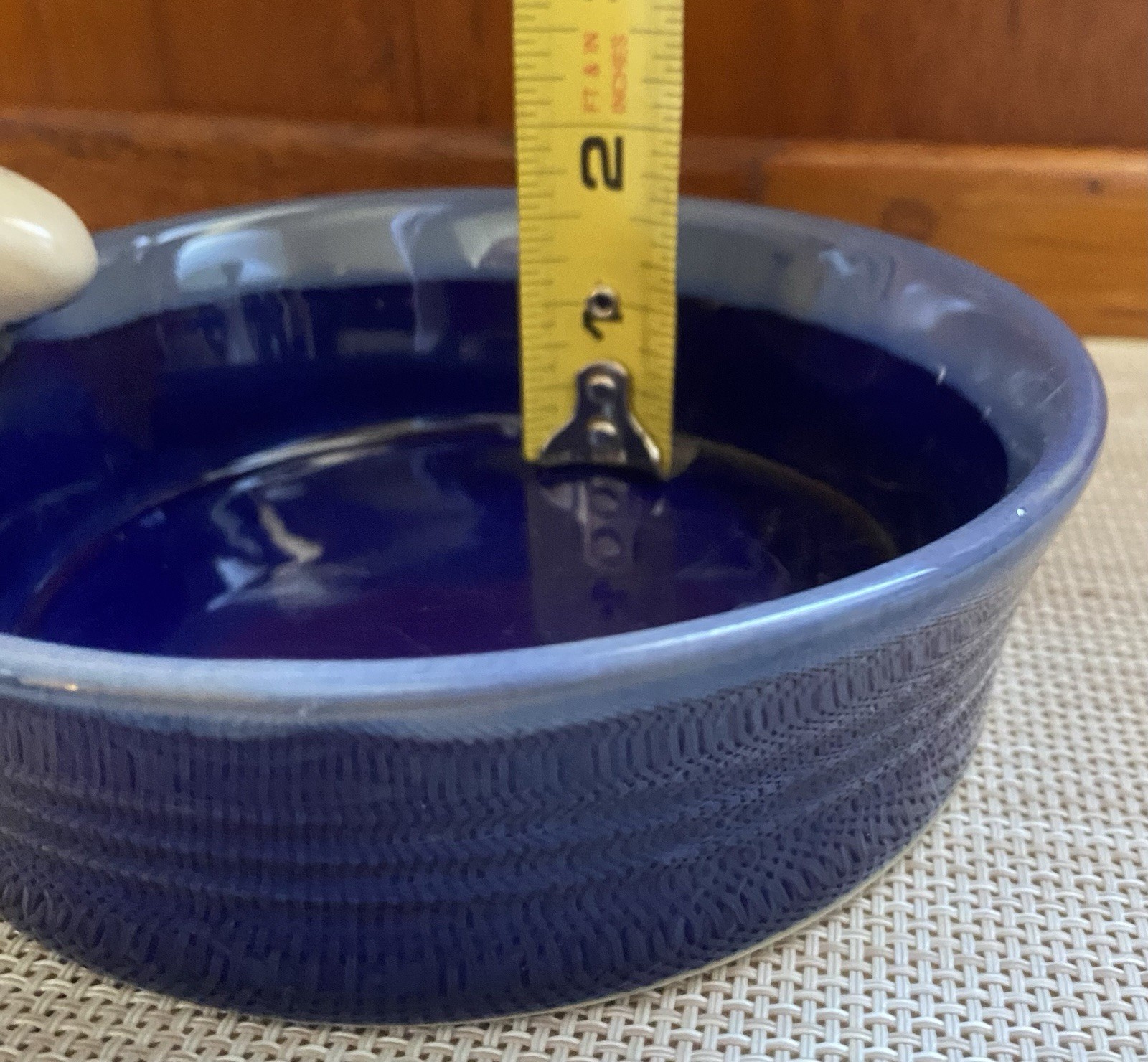 Blue Drip Glaze Pottery Bowl Egg 5 1/2” Across Tumbleweed Pottery