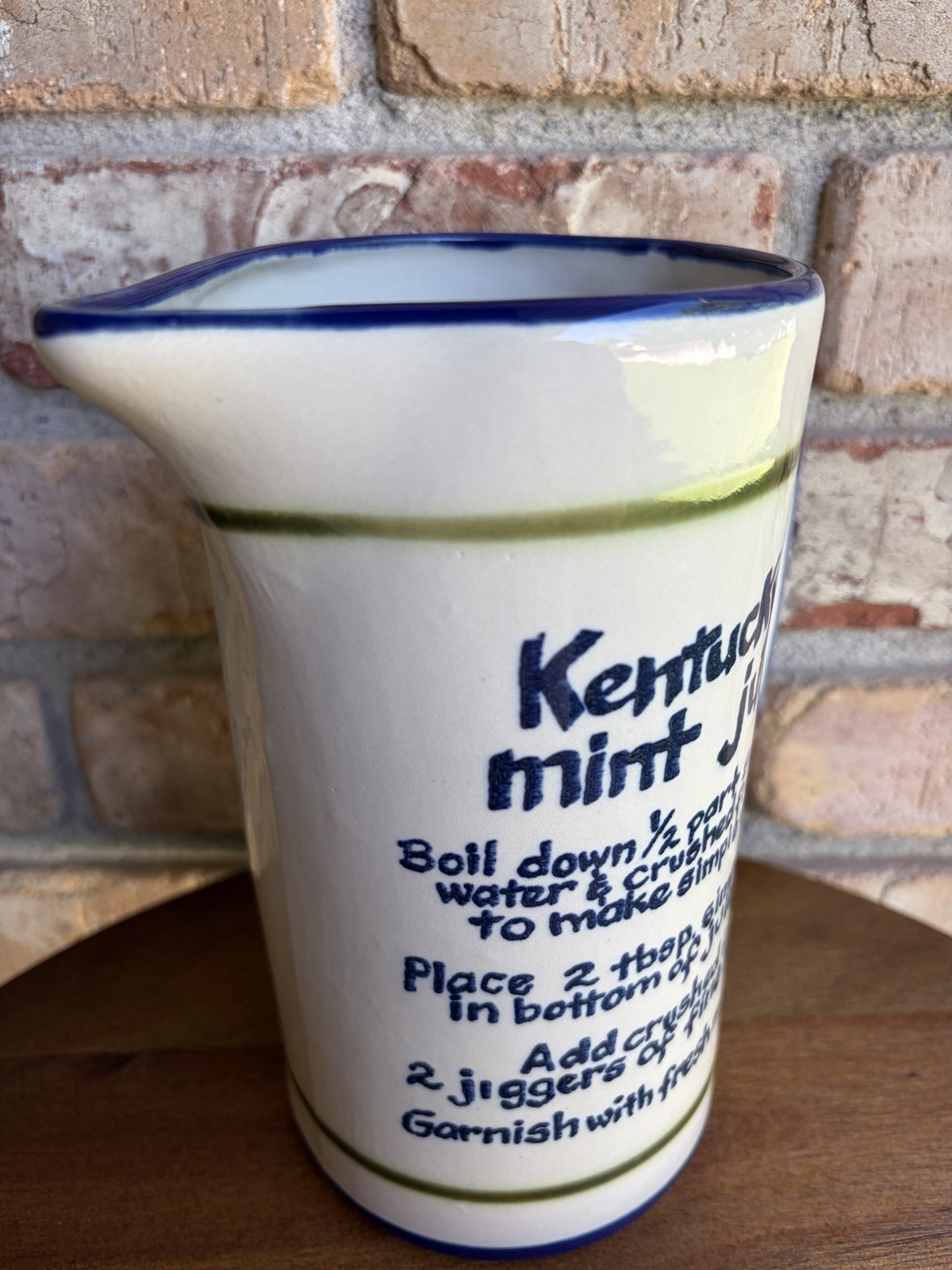 Louisville KY Pottery Stoneware Mint Julep Pitcher USA 36oz EUC