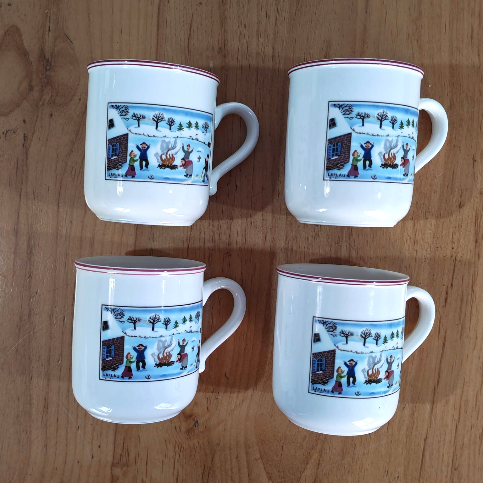 4x Villeroy & Boch Naif Christmas Porcelain Mug Anno Luxembourg Outdoor Campfire