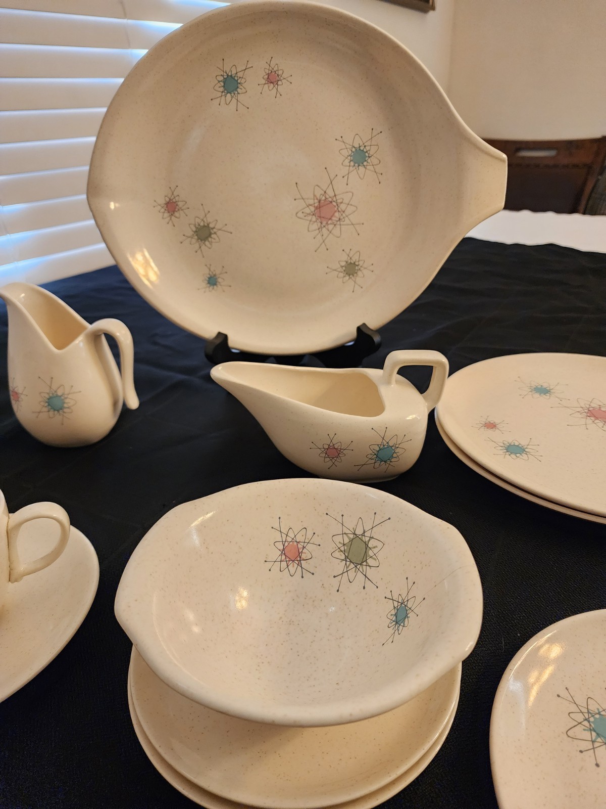 Vintage Grant Crest Tempo Atomic Starburst Set – 1950s USA MCM Speckled Lot