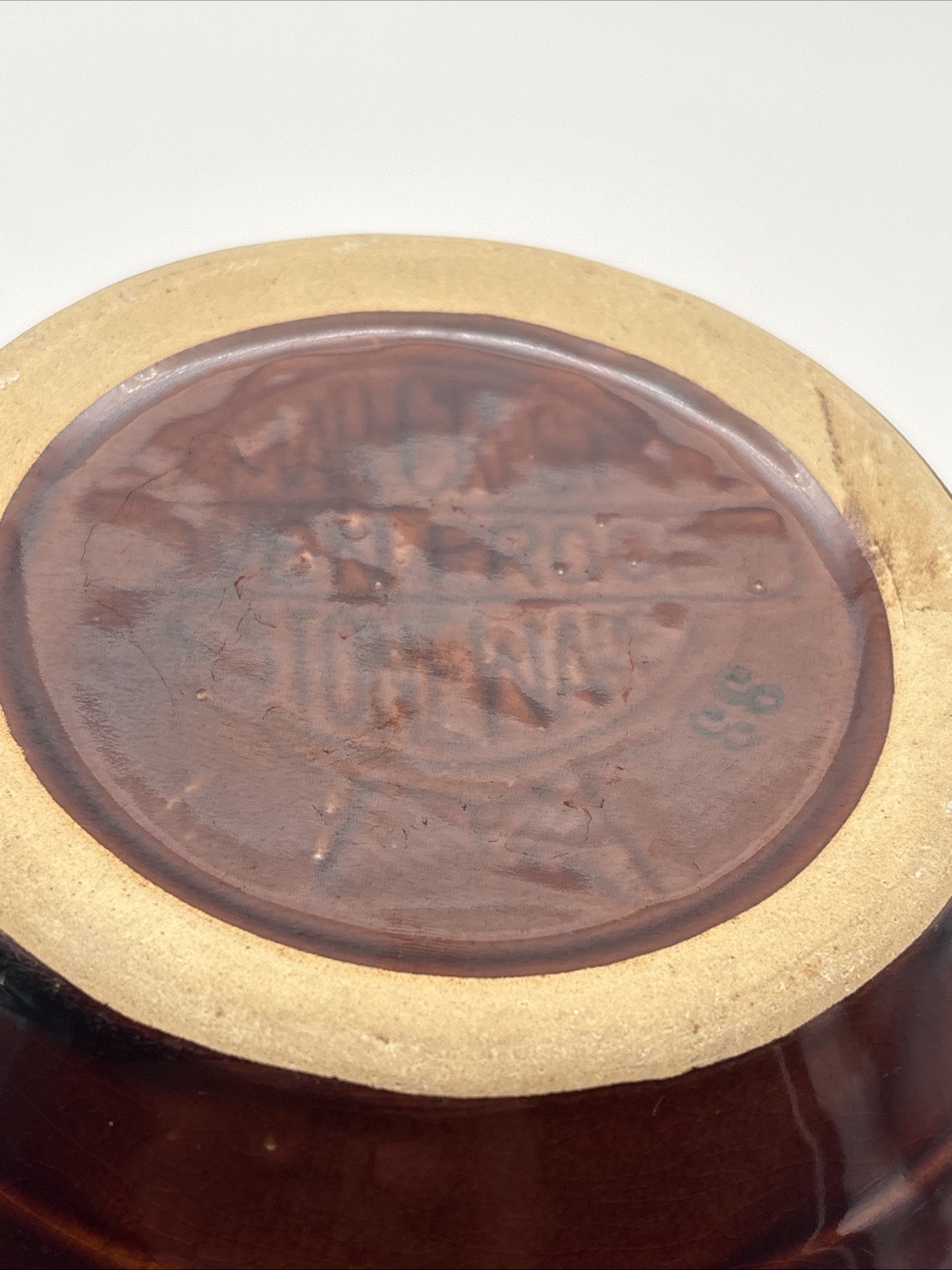 Vintage Marcrest brown-glazed stoneware mixing bowl 9in.
