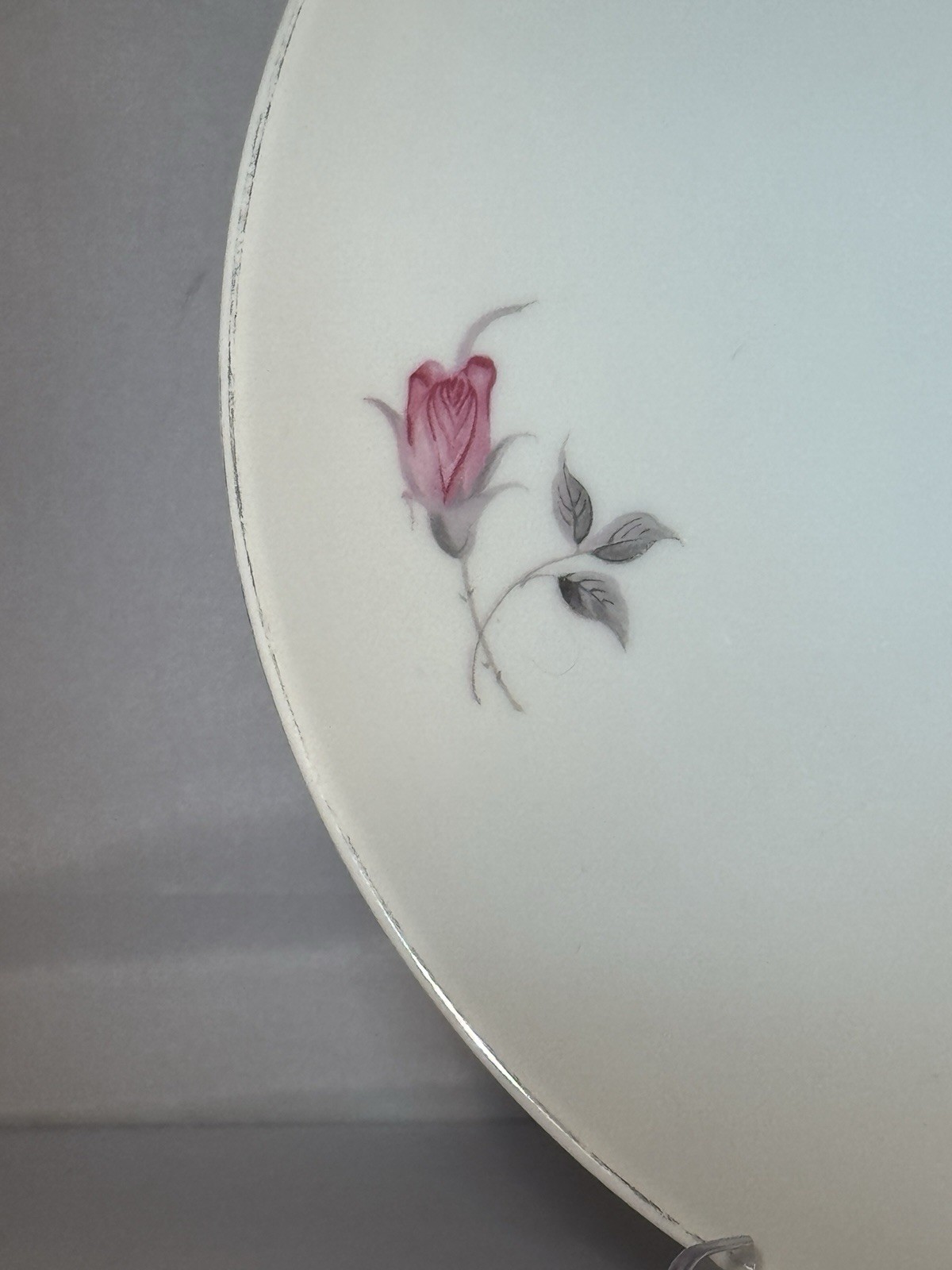Pearl Fine China Japan Pink Rose Dinner Plates Set of 4 10.25in Silver Trim