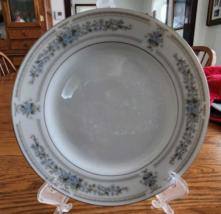 Elington Bread Dessert Plates 6 1/4″ (pairs) Wade Porcelain White Blue Platinum!