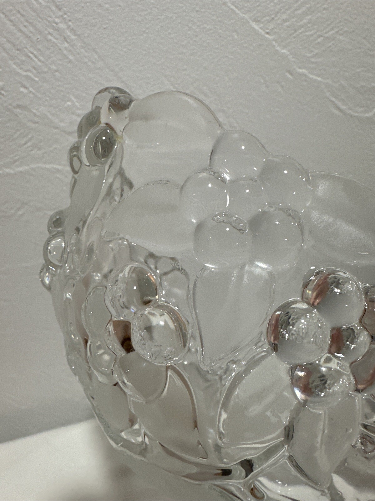 Mikasa – Crystal Glass Oval Bowl -Carmen Pattern Embossed Flowers Frosted Leaves