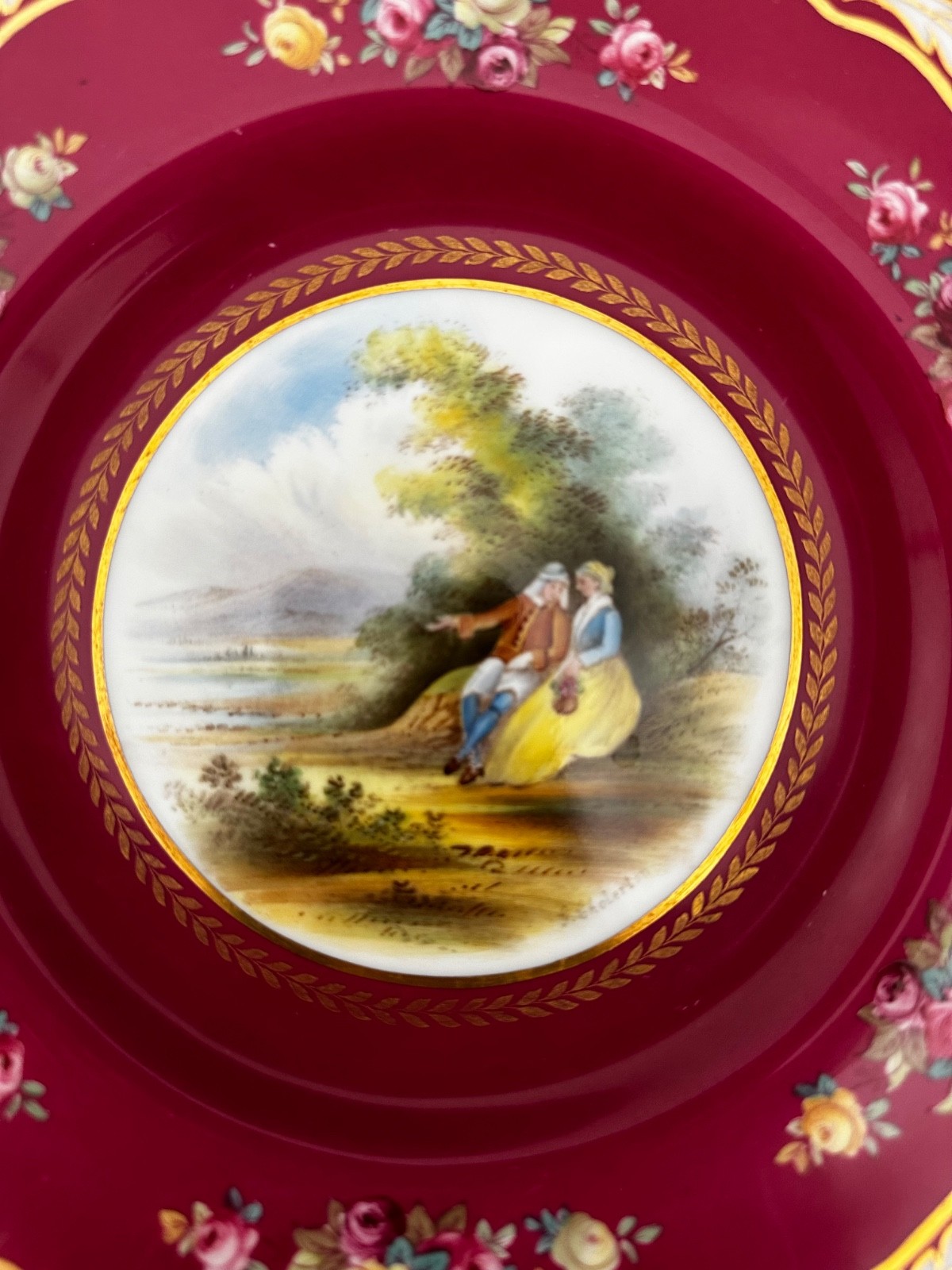12 Copeland Spode Courting Couples HandPainted Plates Davis ex antique condition