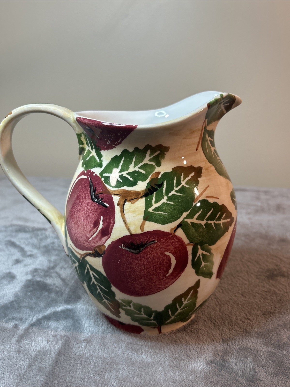 La Ceramica VBC Hand Painted Pitcher Made In Italy Cherries 7.75” Tall