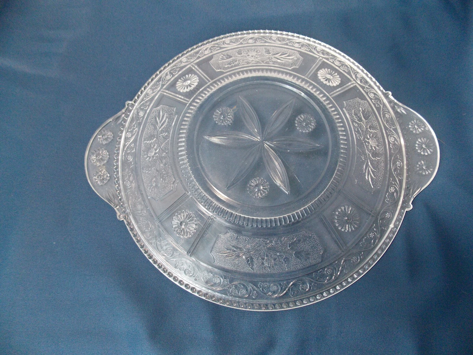 1882 EAPG Pattern Glass Serving Plate Bryce Crystal Wreath/Willow Oak