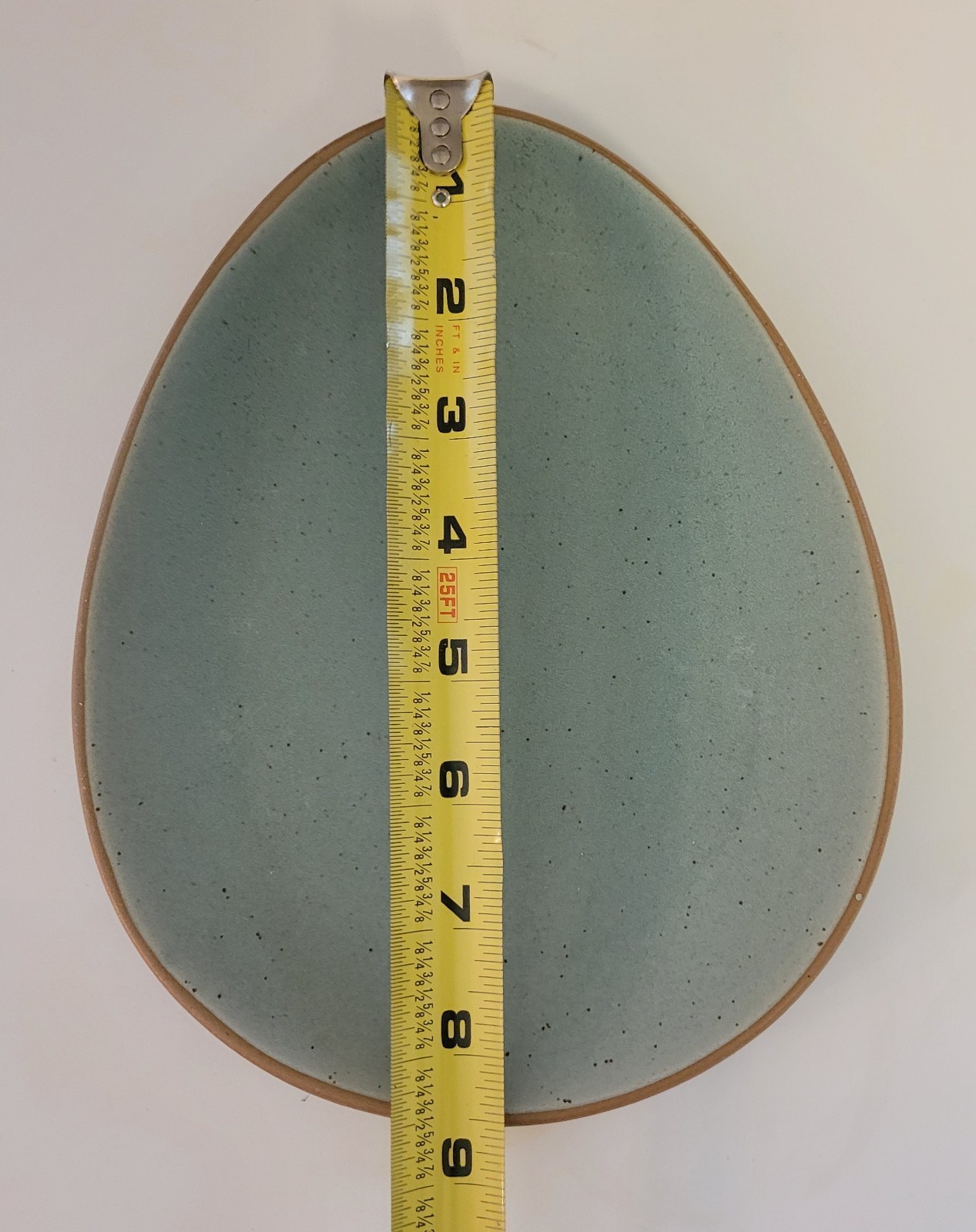 4 ct Threshold Stoneware Aqua Egg Teardrop Shape Salad Plates Pink Yellow Easter