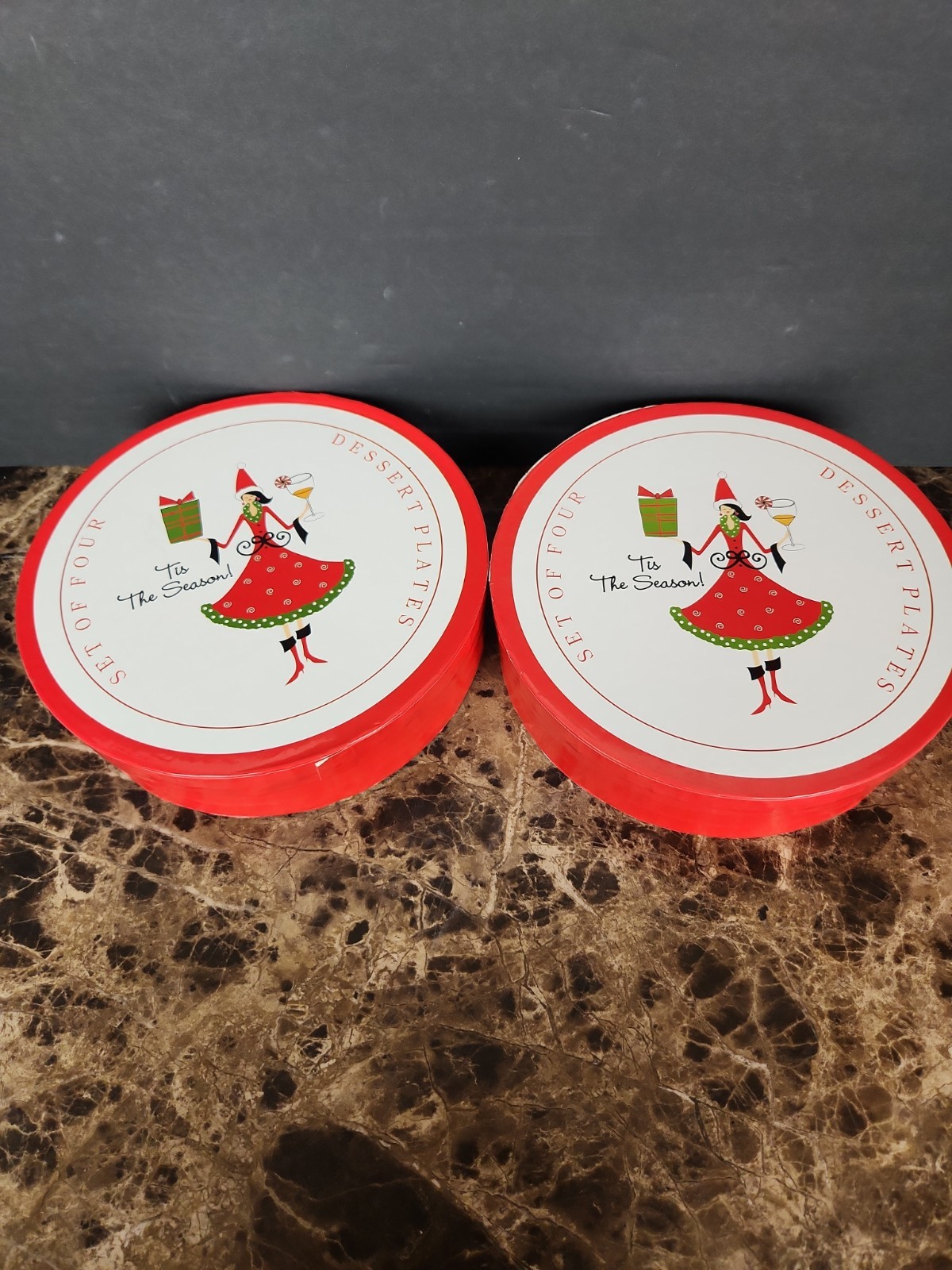 Set Of 8 Christmas Dessert Plates At Home Tis The Season 8″ Holiday Cocktails