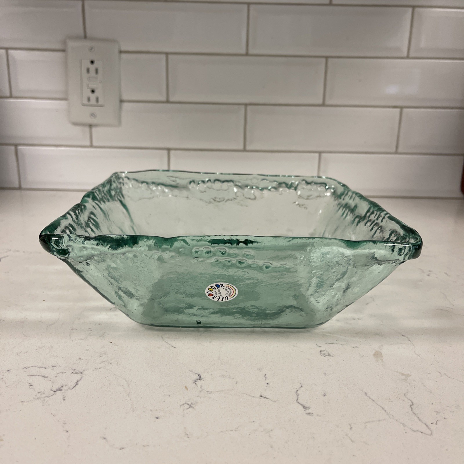 Vitrocolor Square Recycled Glass Bowl Aqua Green Bottle Glassware Home Decor