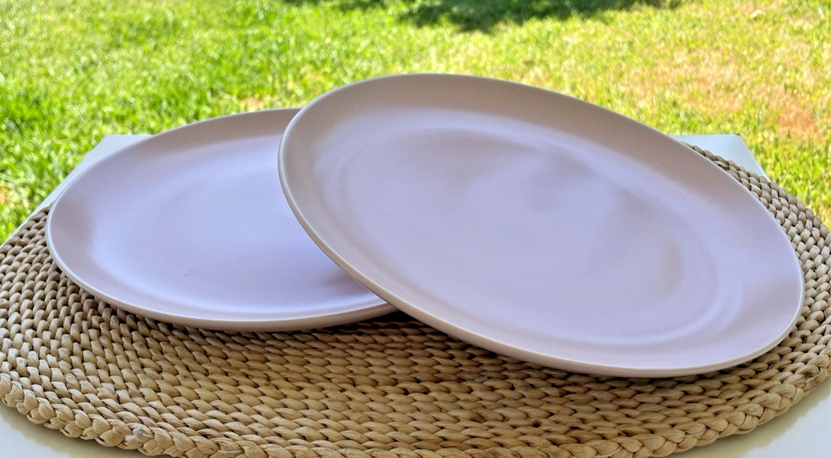 2 IKEA Dinera Pink Blush Matte Dinner Plates Stoneware 10866 PreOwned 10-1/4″
